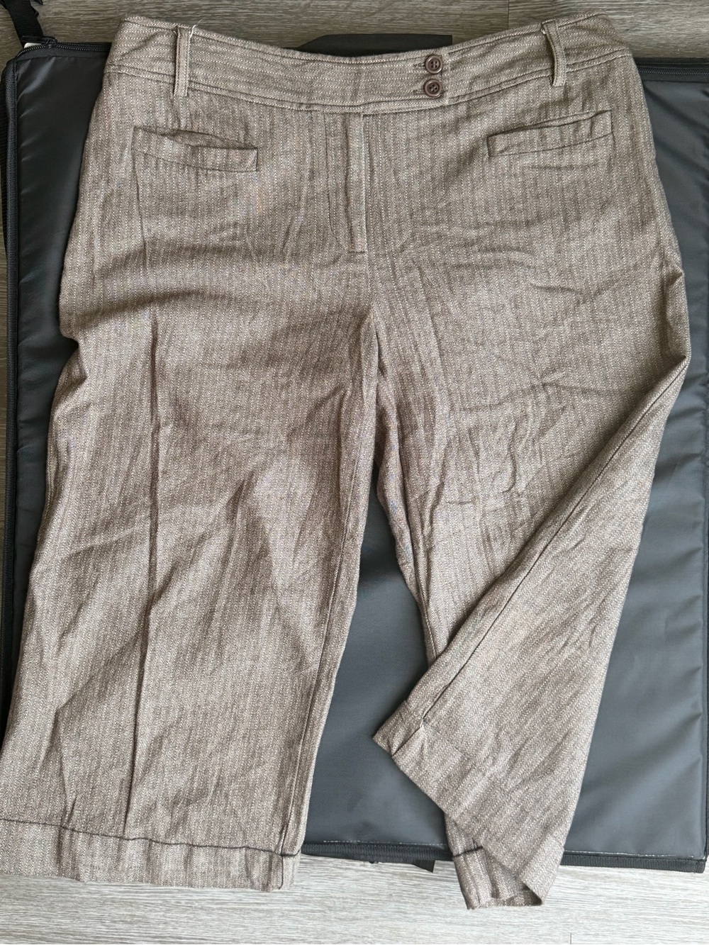 Cato Women's Brown Herringbone Capri Pants Cropped Trousers